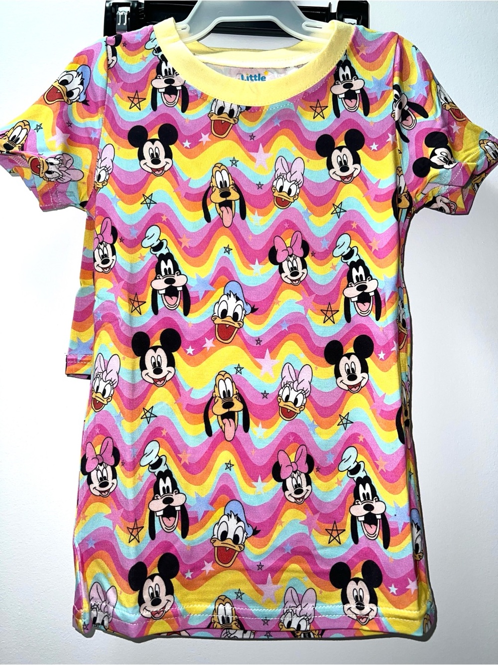 Disney Kids' Mickey & Friends Rainbow Bamboo Pajama Short Set - Pink Yellow
